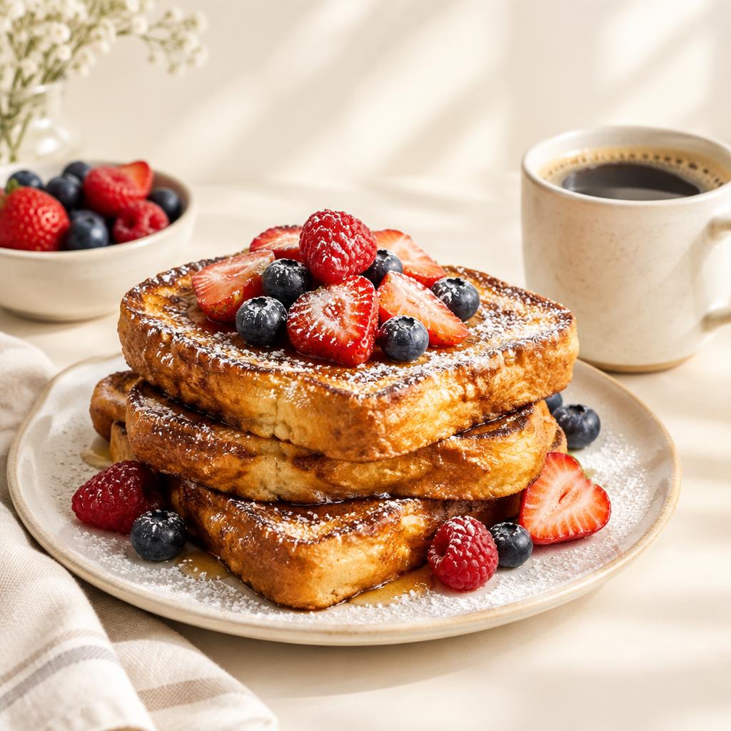 Illustrative French toast with berries