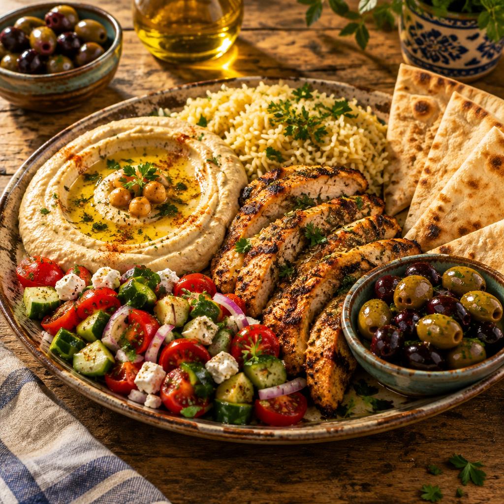 Illustrative mediterranean favorites dish